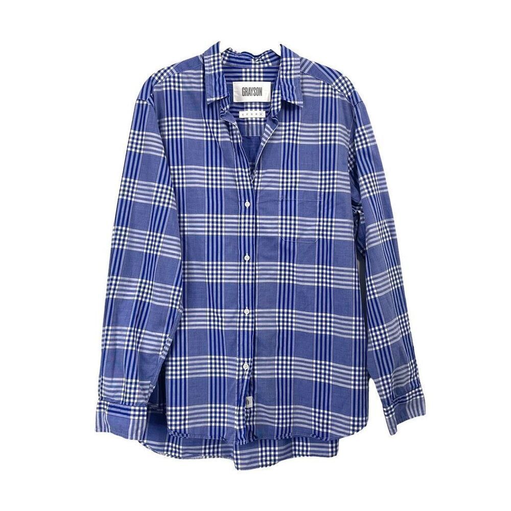GRAYSON The Hero Buttondown Alison Blue Plaid Cotton Shirt Size 5 XL